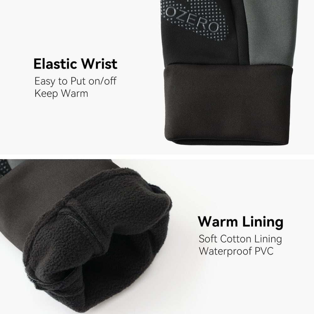 OZERO Warm Winter Gloves: Anti Slip Touchscreen Gloves Waterproof and Windproof Thermal Cycling Glove Cold Weather Running Gloves for Men Women Outdoor Walking Biking Driving - Black (S) - Image 4