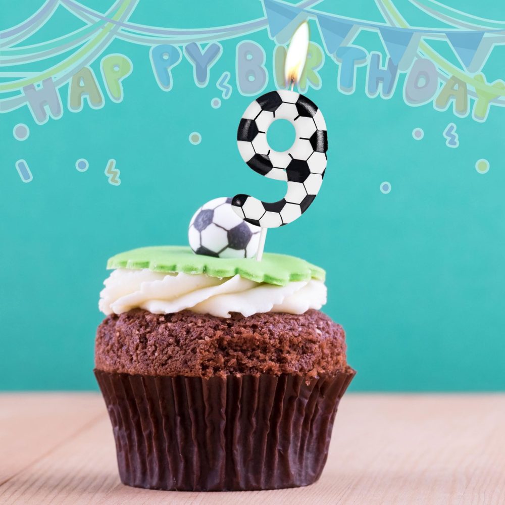 Zolunu Soccer Birthday Candle, Soccer Themed 9th Birthday Cake Candle, Number 9 Candle, Birthday Cake Topper for Boys Girls Kids Sport-Themed Party Decorations Supplies Birthday Gifts - Image 4