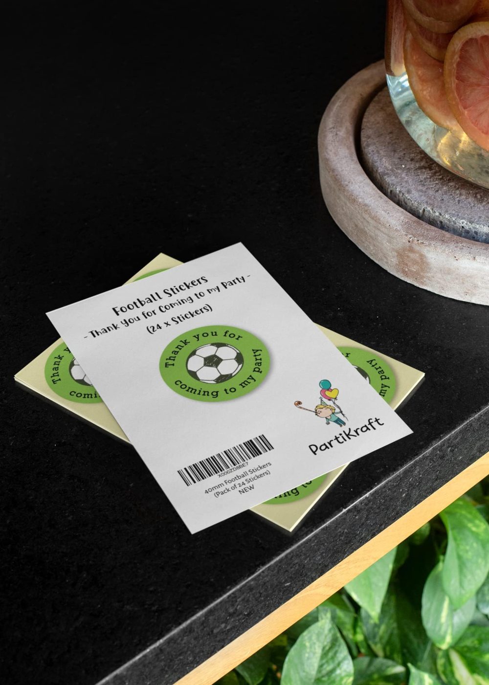 PartiKraft - 40mm Football Thank You For Coming To My Party Round Stickers for Party Bags & Sweet Cones (24 x Stickers) - Image 2
