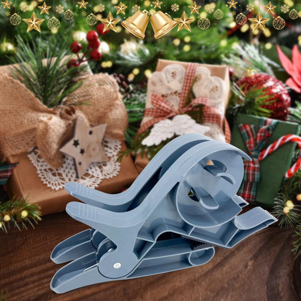 2Pcs Wrapping Paper Clamps, Wrapping Station, Gift Wrapping Paper Cutter, Christmas Wrapping Accessories Fits Any Size Roll for Desk Packing Christmas (Grey) - Image 4