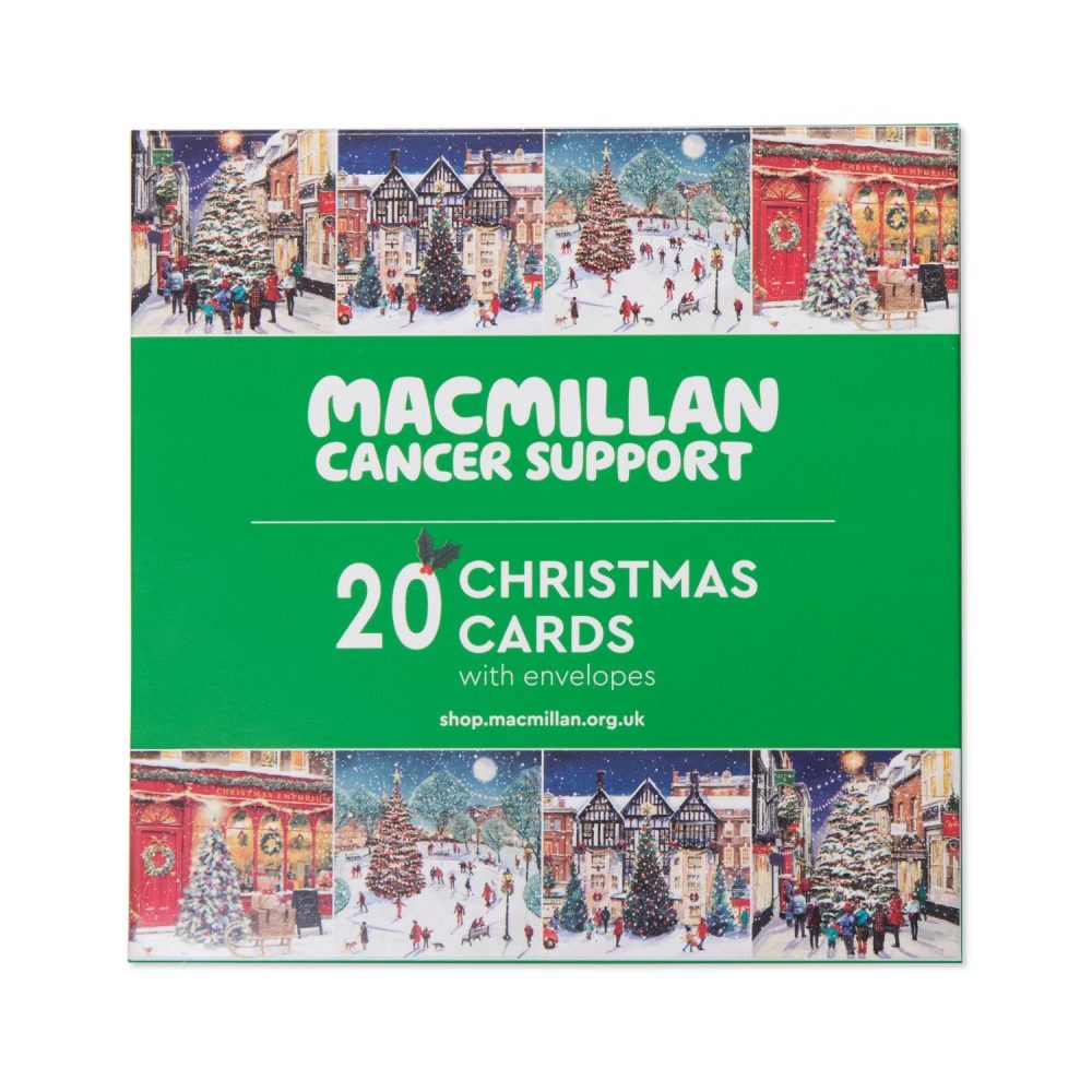 Macmillan Village Scenes Charity Christmas Cards – Pack of 20 Luxury and Eco-Friendly Christmas Cards. Boxed Multipack of 4 Seasonal Christmas Designs. 127x127mm Card Size. - Image 2