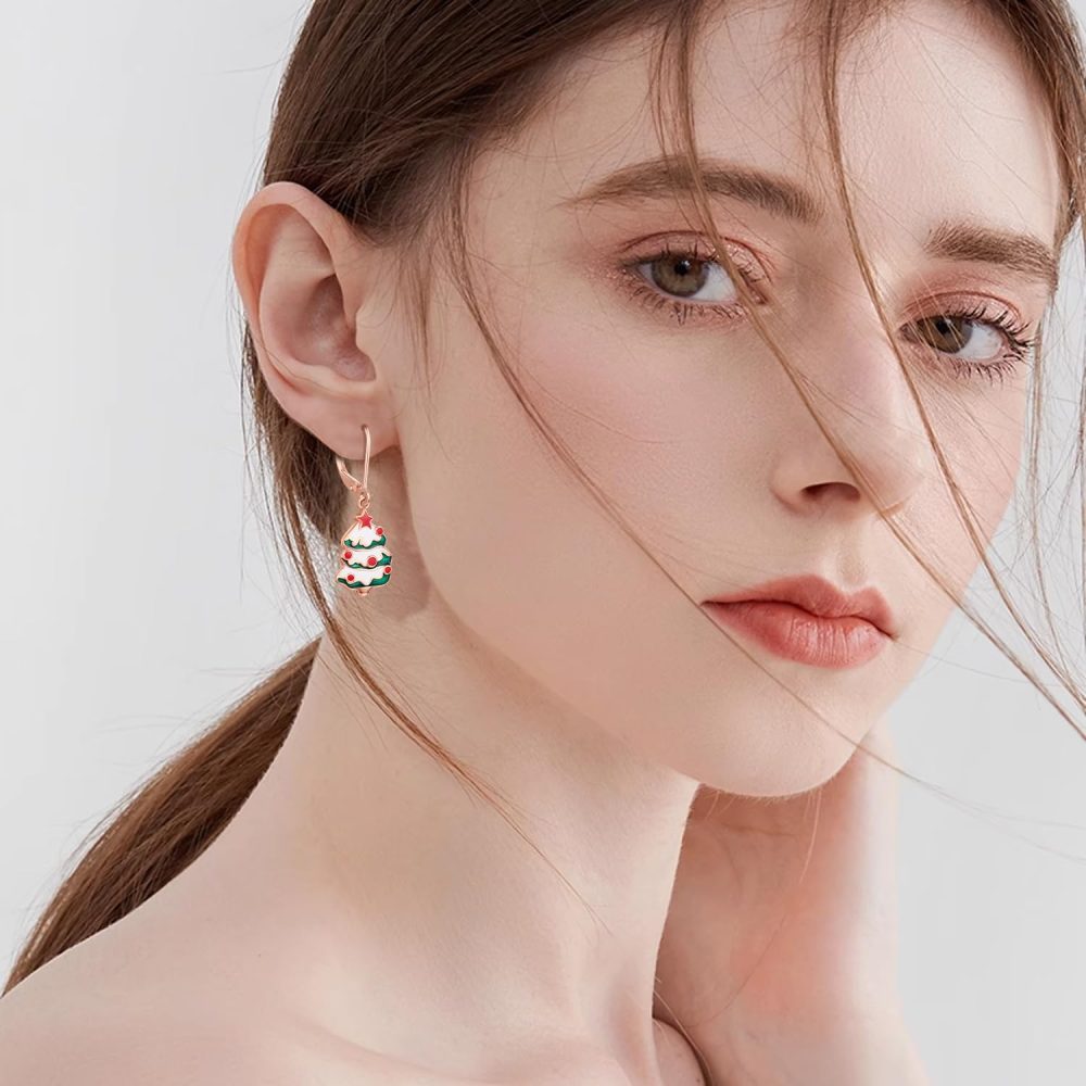 TwoAnts Christmas Tree Earring 925 Sterling Silver Tree Rose Gold Pendant Earring Christmas Jewelry Gift for Women Girl - Image 6