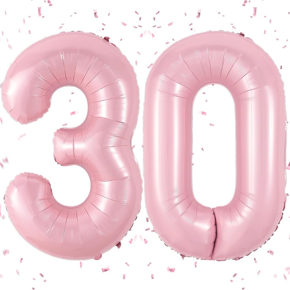 Pink Number 30 Balloon,40Inch Large Light Pink Foil 30th Birthday Balloons,Pastel Pink Number 30 Helium Balloons for Women Men 30th Birthday Anniversary Party Supplies Decorations