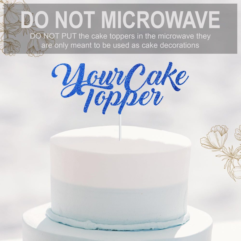 Personalize Pro Frozen Elsa, Snowflake Design Glitter Cake Topper | Custom with Any Age & Name Cupcake Picks for Birthday Party Cake Decoration Supplies | Happy Birthday Cake Topper - Baby Blue - Image 3