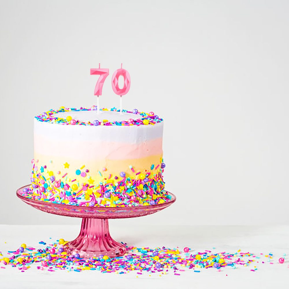70th Birthday Candles, Pink Number Candles Birthday Decoration, Happy Birthday Cake Toppers, for Birthday Parties Weddings Company Anniversaries (Pink, 70) - Image 5