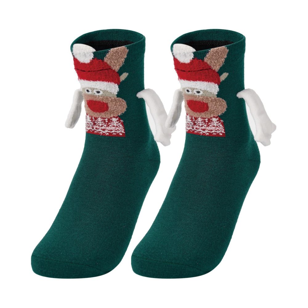 L&ieserram Funny Christmas Magnetic Socks Friends Hand in Hand Socks Couple Holding Hands Magnet Socks for Women Men Novelty Xmas Gifts One Size (Red + Green) - Image 5