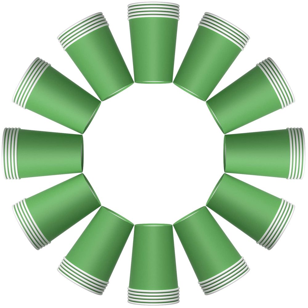 YANGTE 60 Pieces Green Paper Cups Disposable Party Cups Biodegradable and Compostable Drinking Cups for Party, Birthday Supplies, DIY - 9 Ounce - 250ml - Image 3