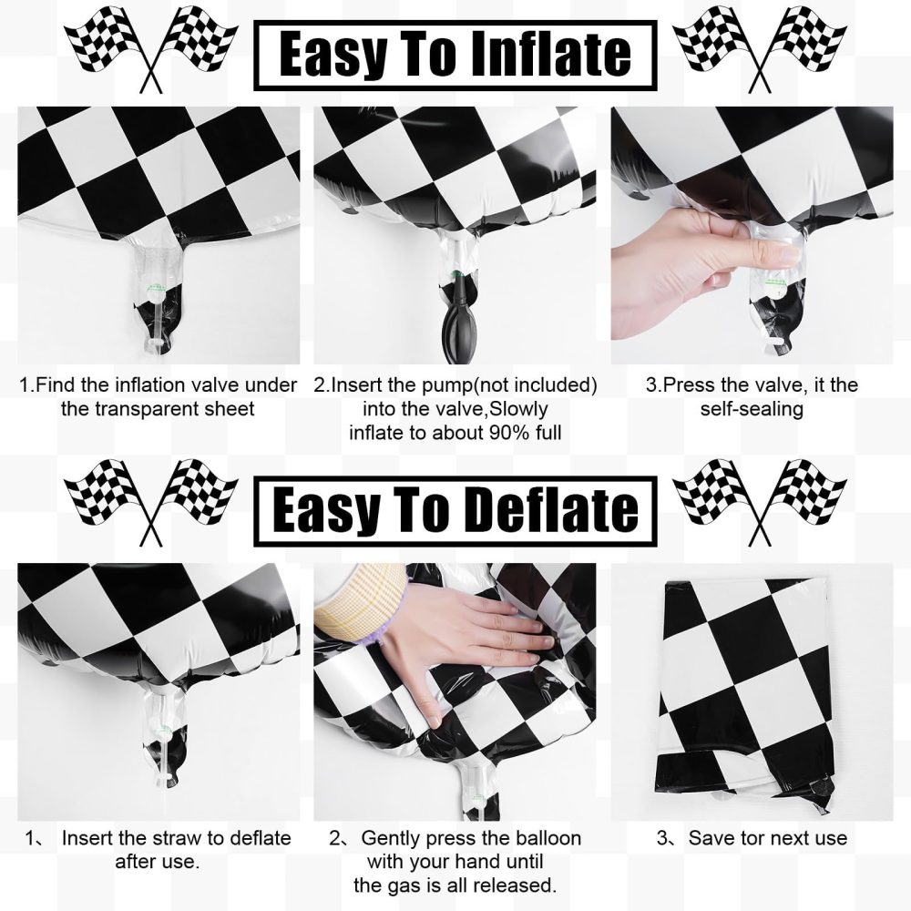 TNYKER Checkered Number 40 Balloon, Black and White 40th Birthday Balloons Foil Helium Checkered Flag Balloons, 40 Inch Racing 40 Balloon for Men 40th Racing Themed Birthday Party Decorations Supplies - Image 5
