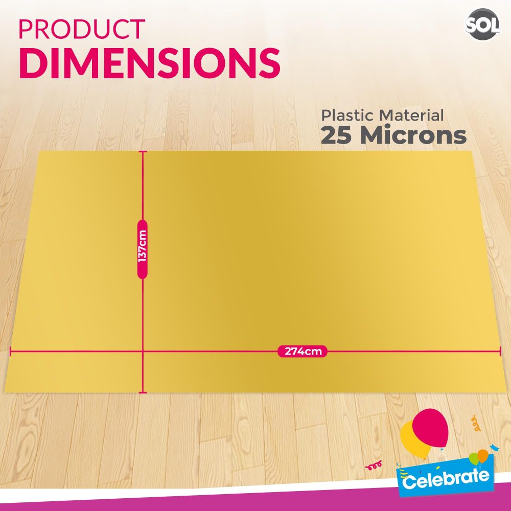 4pk Long Gold Table Cloth Party | 274 x 137cm | Plastic Table Cover Party Table Cloth Disposable Tablecloths for Parties | Plastic Tablecloth | Gold Disposable Tablecloth | Gold Plastic Table Cloth - Image 8