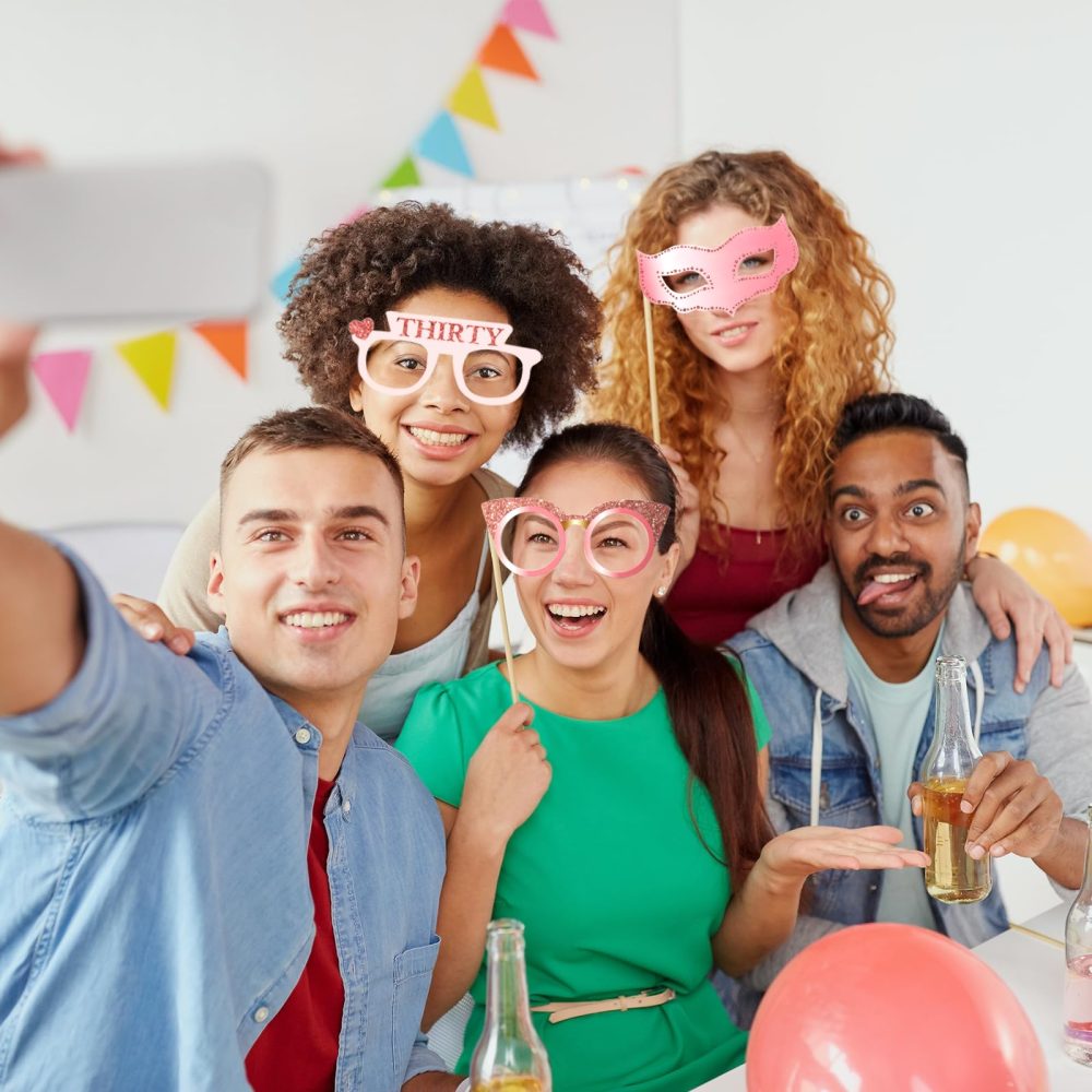 Newthinking 18th Birthday Photo Booth Props, Rose Gold Inflatable Selfie Frame Funny DIY Birthday Party Props for 18th Birthday Party Supplies Decoration - Image 2