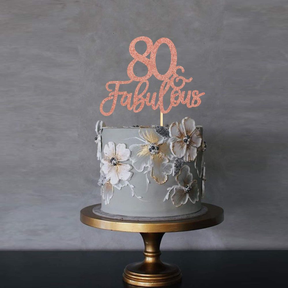 3Pcs 80 & Fabulous Cake Toppers 80 Birthday Anniversary Cake Toppers for 80 Birthday Anniversary Party Decorations Happy 80th Birthday Cake Decorations Supplies - Image 2