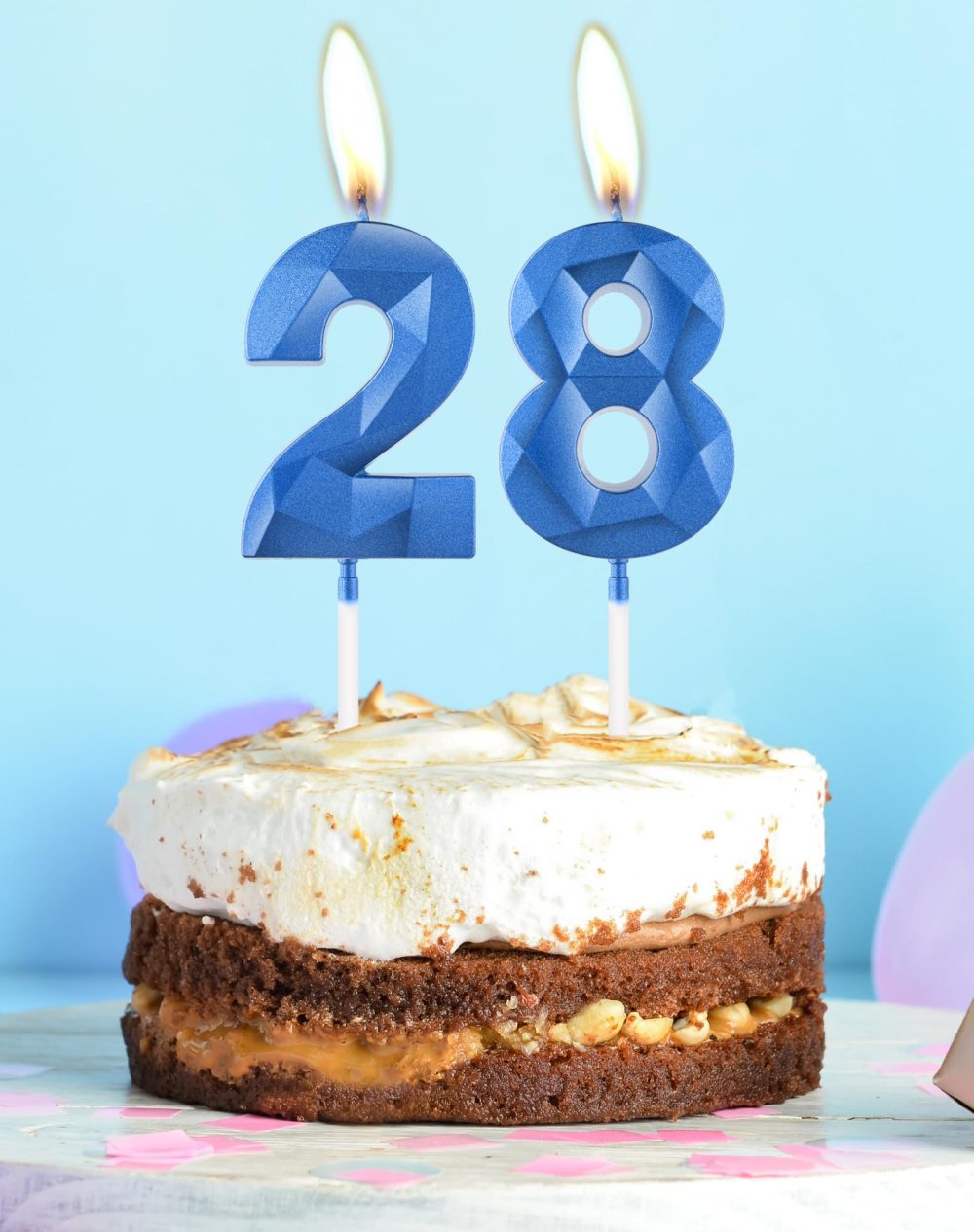 Royal Blue 70th Birthday Candles, 3D Blue Number 70 Candle for Cake, Women Men 70th Birthday Decorations, Blue Cake Decorations, Blue Candle Cake Topper for Birthday Party Wedding Anniversary Supplie - Image 4