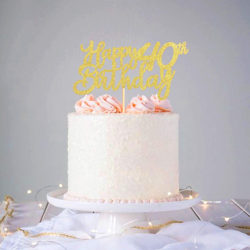 3 Pieces Happy 40th Birthday Cake Toppers Gold 40 Cupcake Toppers Cheers to 40 Fabulous Cake Decorations for 40th Birthday Party Decoration Supplies - Image 4