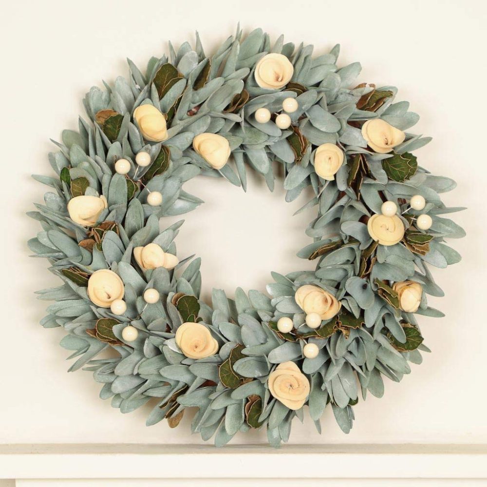Winter Wreath Large 14" Front Door Wall Hanging Christmas Garland Ornament (Green) - Image 3