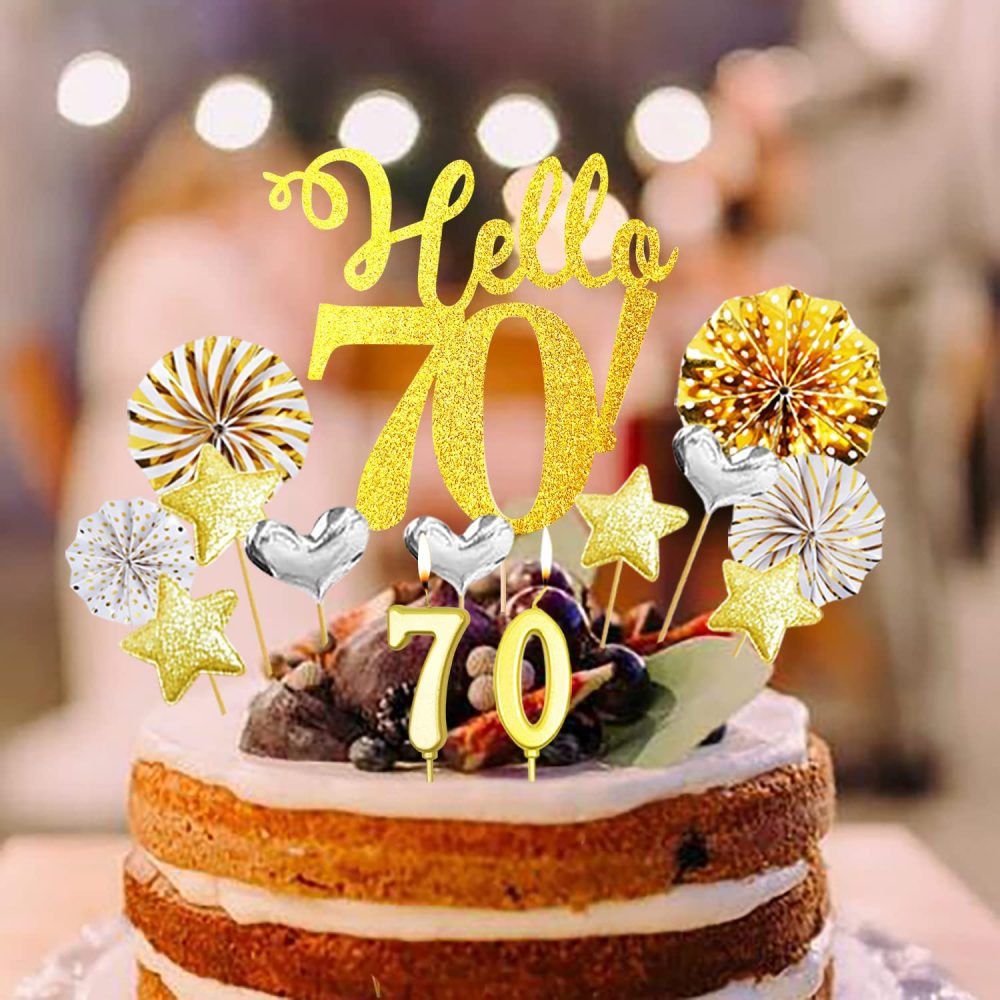 70th Birthday Decorations Personalised Cake Topper,70th Cake Toppers with 70th Birthday Candle,Hello70 happy Birthday Topper Rose Gold Cake Decorations (20pcs) (70) - Image 6