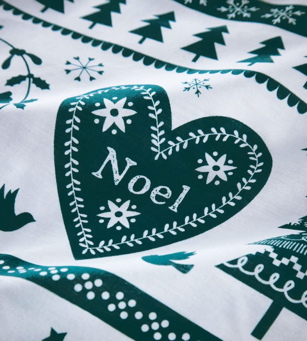 HOMEMAKER BEDDING Christmas Duvet Set Teal White Reindeer Stag Hearts Xmas Trees Festive Quilt Cover (Single) - Image 3