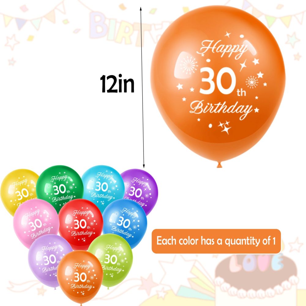 30th Birthday Balloons 10PCS, 12" Latex Assorted Multicolour Numbers Birthday Balloons, Digit Balloons, Number 30 Age Balloons for 30 Year Old Birthday, 30th Anniversaries Party Decorations Supplies - Image 6