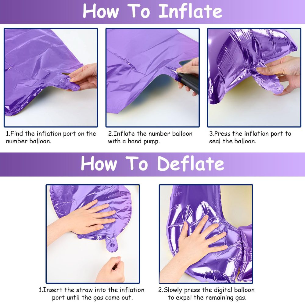 Purple Number 30 Balloons, 40 Inch Purple Mylar Foil Number 3 & 0 Balloons for Women, Self Inflating 30th Birthday Balloons for 30 Year Old Anniversary Birthday Party Decorations Supplies - Image 2