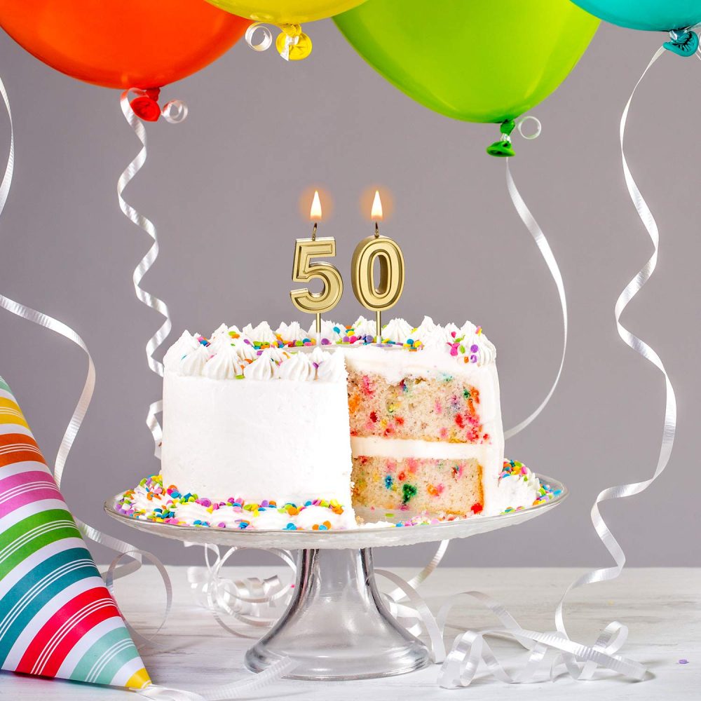 Frienda Birthday Candles Cake Numeral Candles Happy Birthday Cake Candles Topper Decoration for Birthday Wedding Anniversary Celebration Supplies(Gold,50th) - Image 6