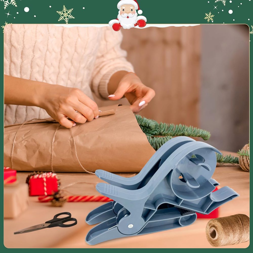2Pcs Wrapping Paper Clamps, Wrapping Station, Gift Wrapping Paper Cutter, Christmas Wrapping Accessories Fits Any Size Roll for Desk Packing Christmas (Grey) - Image 2