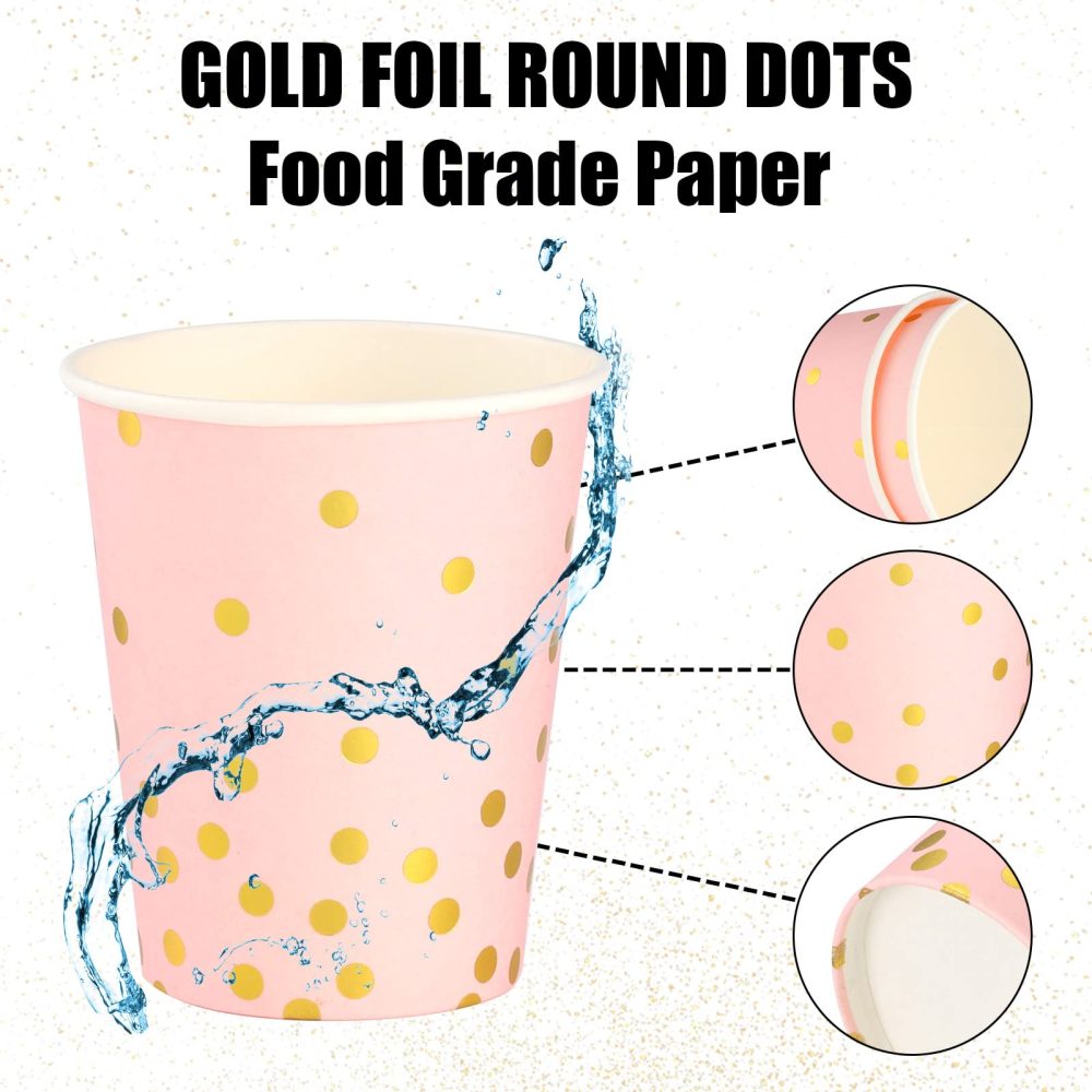 Pinenuts 60 Pieces Paper Cups 9 Ounces Party Cups, Disposable Drinking Cups, Biodegradable for DIY Halloween Christmas Holiday Wedding (Colorful) - Image 2