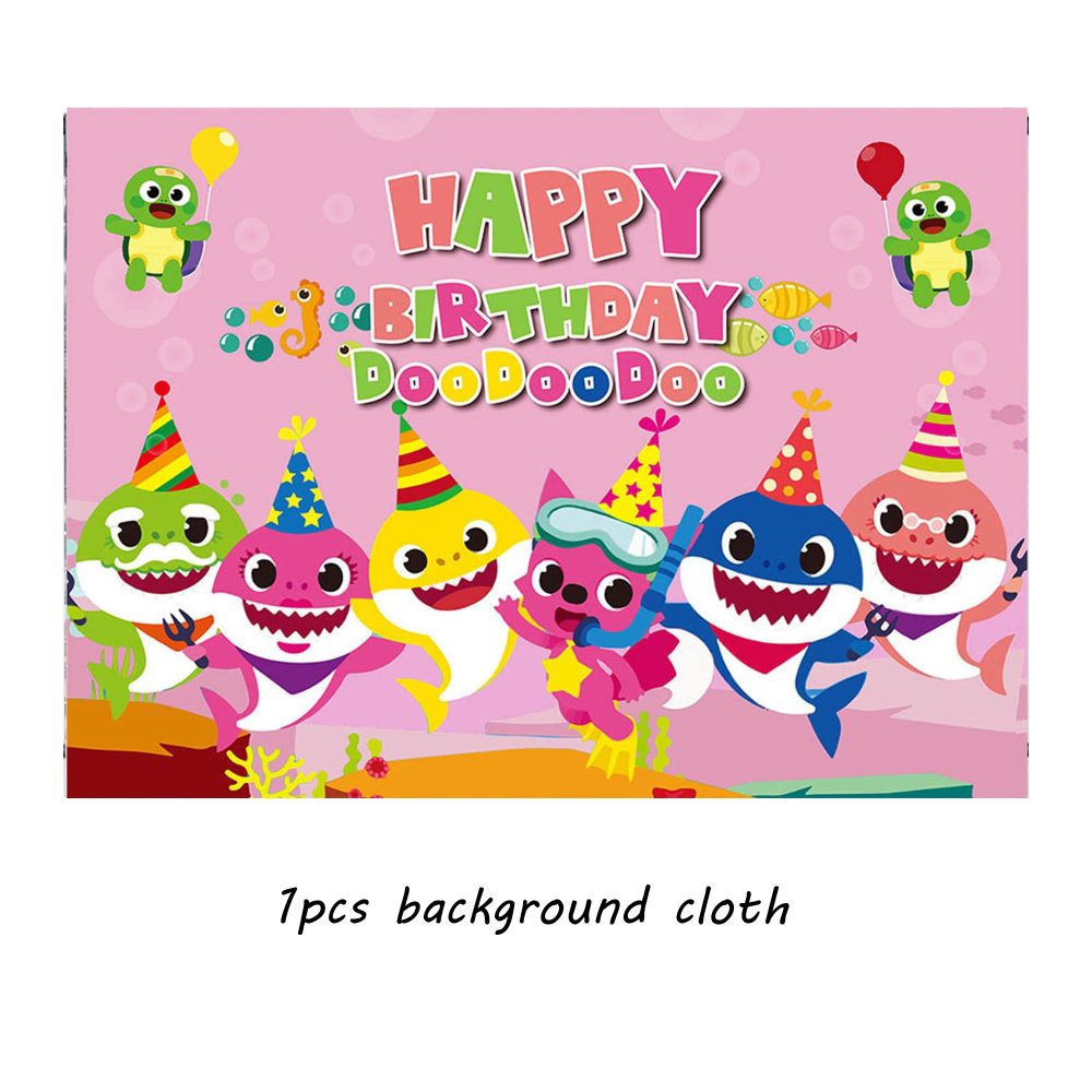 Baby Shark Photo Backdrop Happy Birthday Photography Background for Kids Shark Birthday Decoration - Image 7