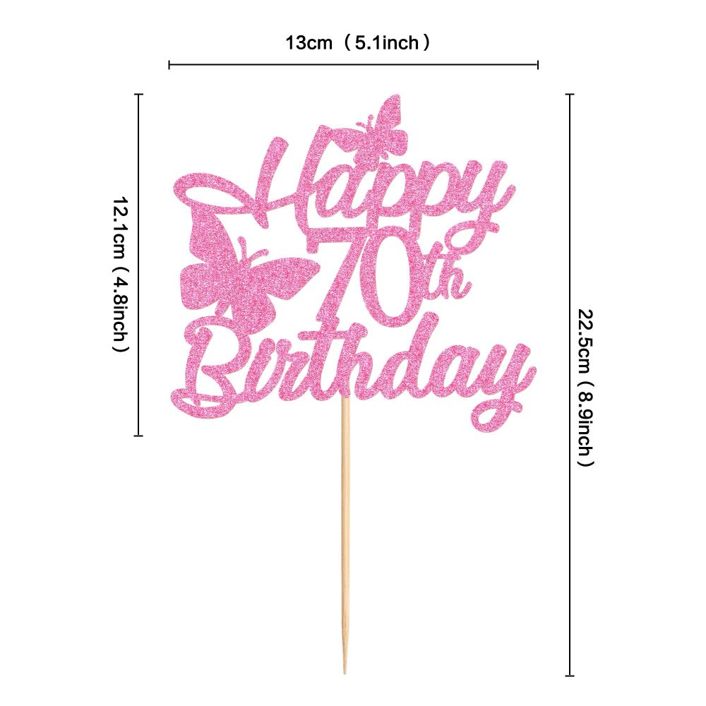 Blumomon 3 Pcs Pink Happy 70th Birthday Cake Toppers 70th Birthday Party Cake Topper 70 Cake Topper 70th Birthday Decorations for Girl Women 40th Birthday Party Supplies - Image 7