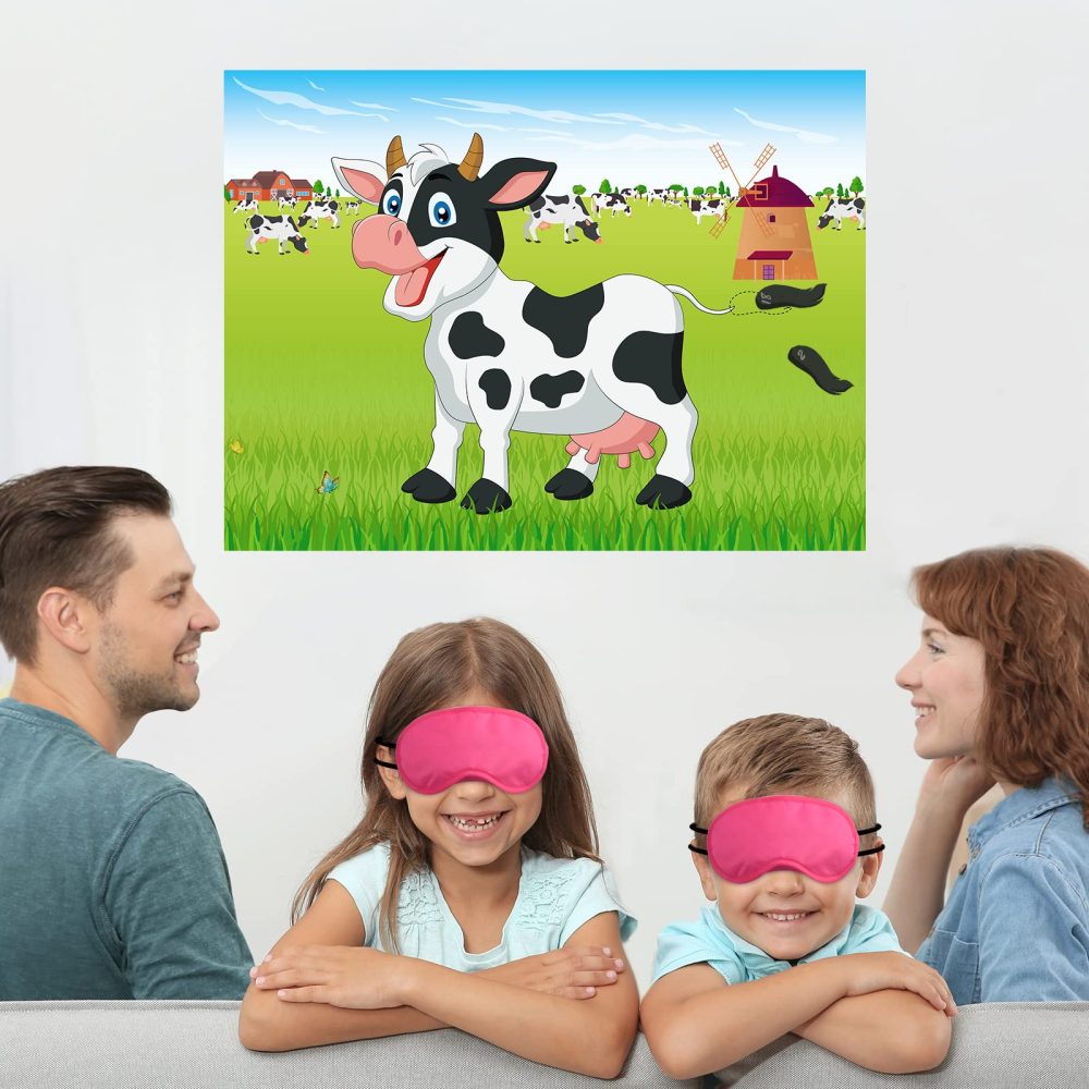 Morcheiong Pin The Tail on The Cow Party Game with 48 Tails for Farm Party Decorations Kids Birthday Party Favors Western Party Supplies - Image 2