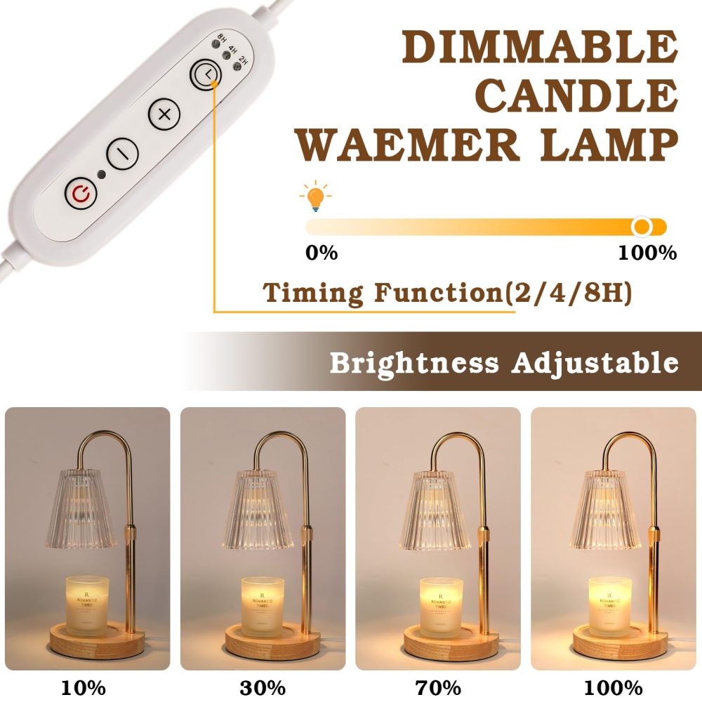 Funistree Candle Warmer Lamp with Dimmer and Timer for Scented Candle Jar, New Home Gifts for Women Friends, Anniversary Birthday Presents for Her, Electric Wax Melter Candle Heater Lamp with 2 Bulbs - Image 5
