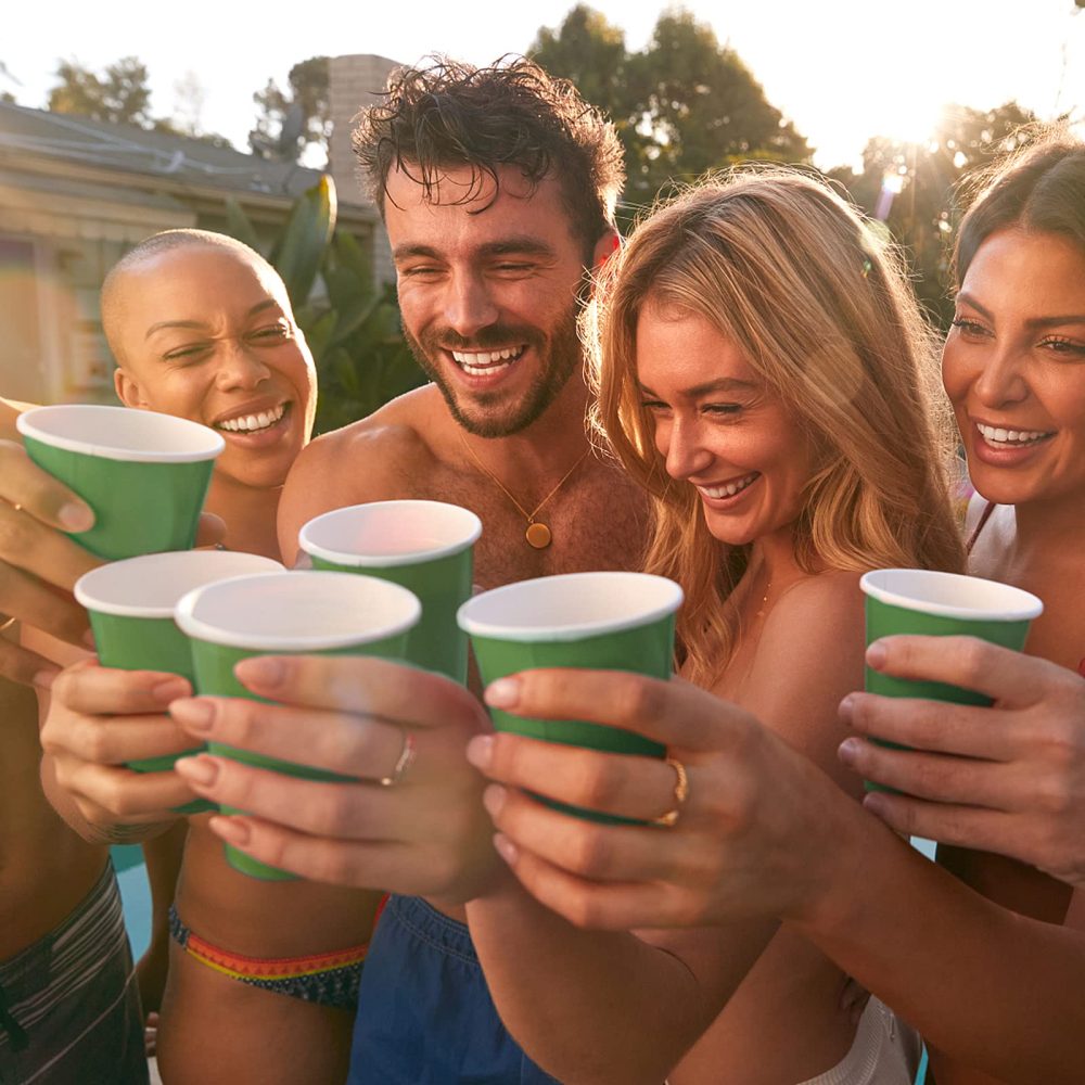 YANGTE 60 Pieces Green Paper Cups Disposable Party Cups Biodegradable and Compostable Drinking Cups for Party, Birthday Supplies, DIY - 9 Ounce - 250ml - Image 8