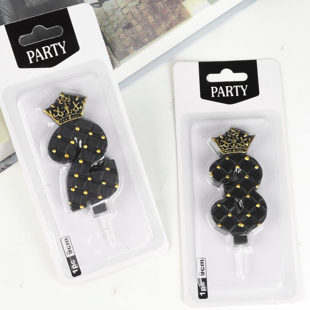 3D Diamond Crown Black and Gold Number 21 Candle, Elegant and Beautiful Happy Birthday Cake Topper for Adult/Children's Party/Home Baking Decoration and Holiday Celebration (3.34inche Number 21 black) - Image 5