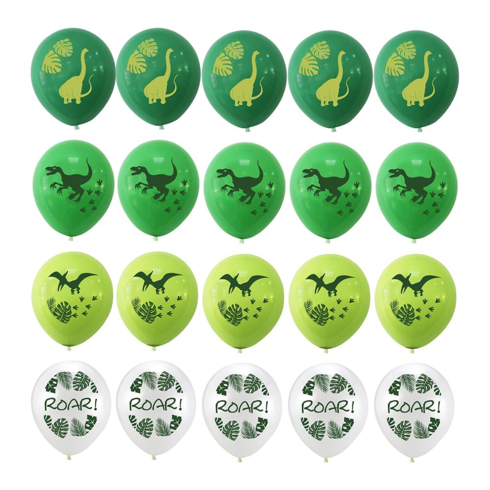 20pcs Dinosaur Theme Party Balloons, 12 Inch Green White Dinosaur Party Decorations for Boy Kids Jungle Themed Birthday Party Balloon Decorations - Image 6