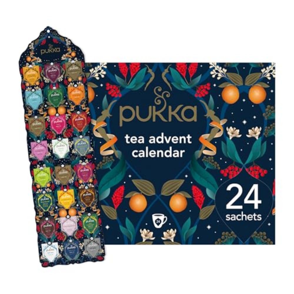 Pukka Herbs | Advent Calendar 2024 Organic Tea Selection | Ideal Secret Santa Christmas Gifts Idea For Women & Men | Perfect For Tea Enthusiasts | 24 Delightful Black/Green/Herbal Infusion Tea Bags