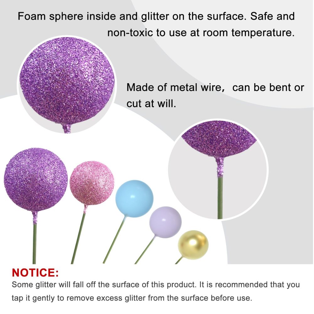 ASTARON 50 Pcs Ball Cake Topper Sticks Mini Balloons for Cake Decorating Supplies Foam Balls Cake decorations for Party Cake Birthday Cake Toppers Decorations (Pink，Purple，Blue) - Image 5