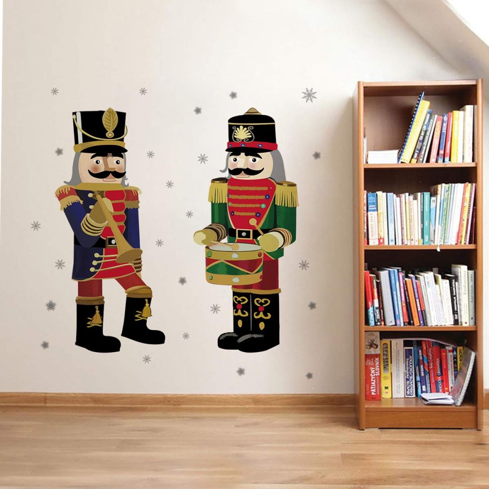ufengke Christmas Nutcrackers Wall Stickers Snowflakes Window Wall Decals for Shop Home Decor Merry Christmas Decorations - Image 7