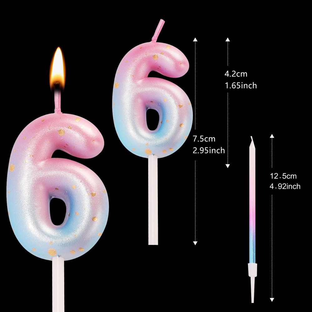 Pink Blue 3 Candle 3rd Birthday Candles for Cake, Cute Number Candle 3 Happy Birthday Candles 3rd Birthday Cake Candles Cake Topper for Girls Birthday Wedding Anniversary Cake Decorations - Image 5