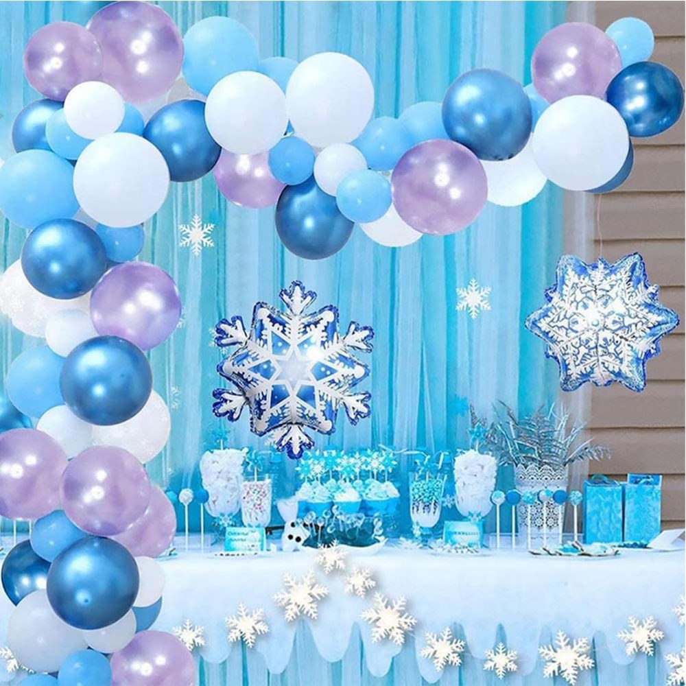 Frozen Balloons Arch Garland Kit, Frozen Birthday Party Decoration Happy Birthday Snowflakes Foil Balloon Frozen Decorations for Birthday Party Girl Home Decorations - Image 4