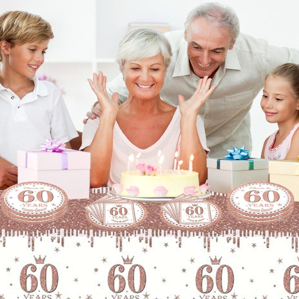 37Pcs 80th Birthday Decorations for Her Women,80th Birthday Tableware Set,Rose and Gold Party Decorations,80th Party Decorations with 80th Birthday Paper Plates and Napkins,80th Birthday Table Cloth - Image 2