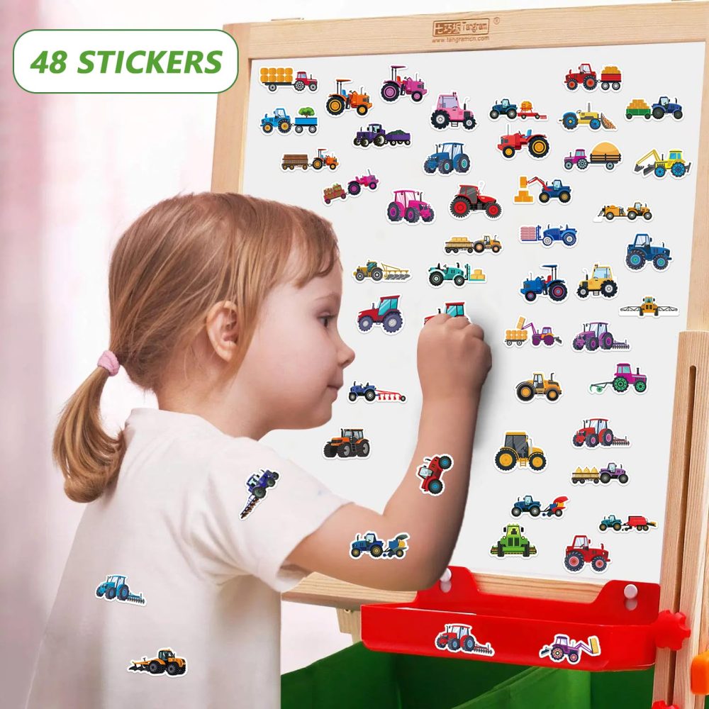 Tractor Party Favors - Farm Tractor Theme Birthday Party Supplies Decorations, Gift Bags, Slap Bracelets, Rubber Bracelets, Tattoo Stickers, Button Pin, DIY Stickers for Boys Girls Kids Party Favor - Image 2