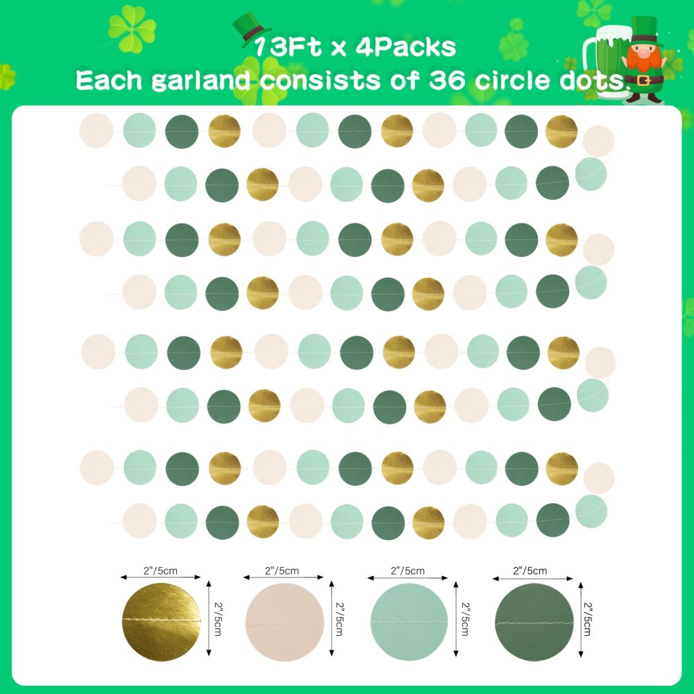 G2PLUS Green Reflective Paper Garland, 16M Circle Dots Garlands, Polka Dots Streamer, Paper Circle Garland Party Decoration for Jungle Theme Birthday Wedding Graduation - Image 4