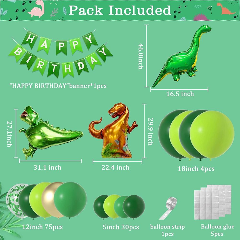 dadeerhe Dinosaur Birthday Party Decorations, Dinosaur Green Balloons, Dinosaur Balloons Garland Arch Dinosaur Birthday Party Ornaments, Aluminium Film Balloons - Image 6