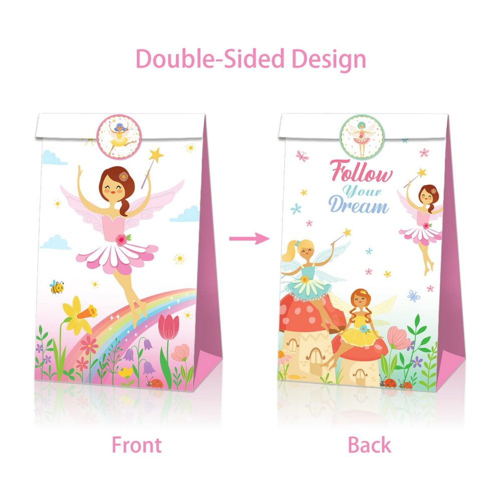 12 Pcs Fairy Party Favor Bags,Let's be fairies Gift Bag,Fairy Theme Treat Bags,Fairy Party Supplies,Butterfly Fairy Goodie Boxes for Birthday Baby Shower - Image 4