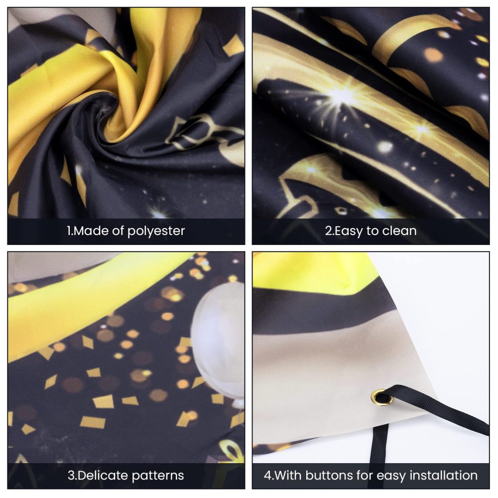 110x180cm Large Size Happy Birthday Banner 70th Black Gold Birthday Decoration Suitable for Men Women Any Birthday Celebration Background Decorations Tablecloth - Image 7