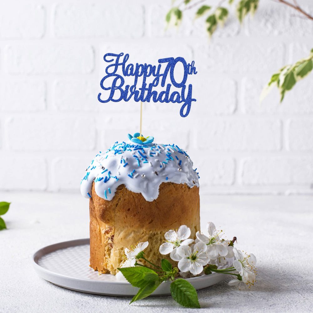 Gyufise 3Pcs Happy 70th Birthday Cake Topper Glitter 70th Birthday Cake Pick Cheers to 70 Years Old 70 Fabulous Cake Decorations for 70th Birthday Theme Party Supplies - Image 5