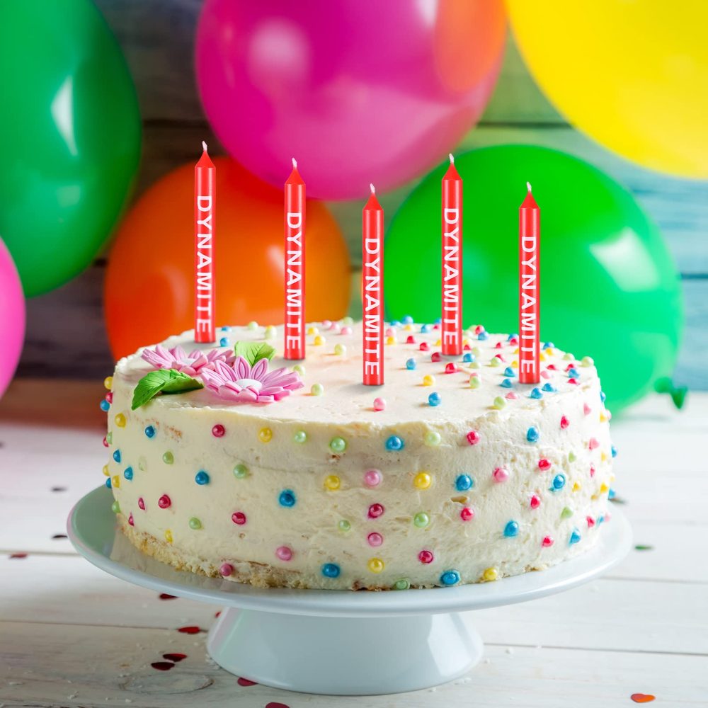 BBTO 12 Pieces TNT Themed Birthday Candles Dynamite Birthday Candles TNT Cake Toppers for Cake Decoration Video Game Party Graduation Celebration and Daily Use - Image 2