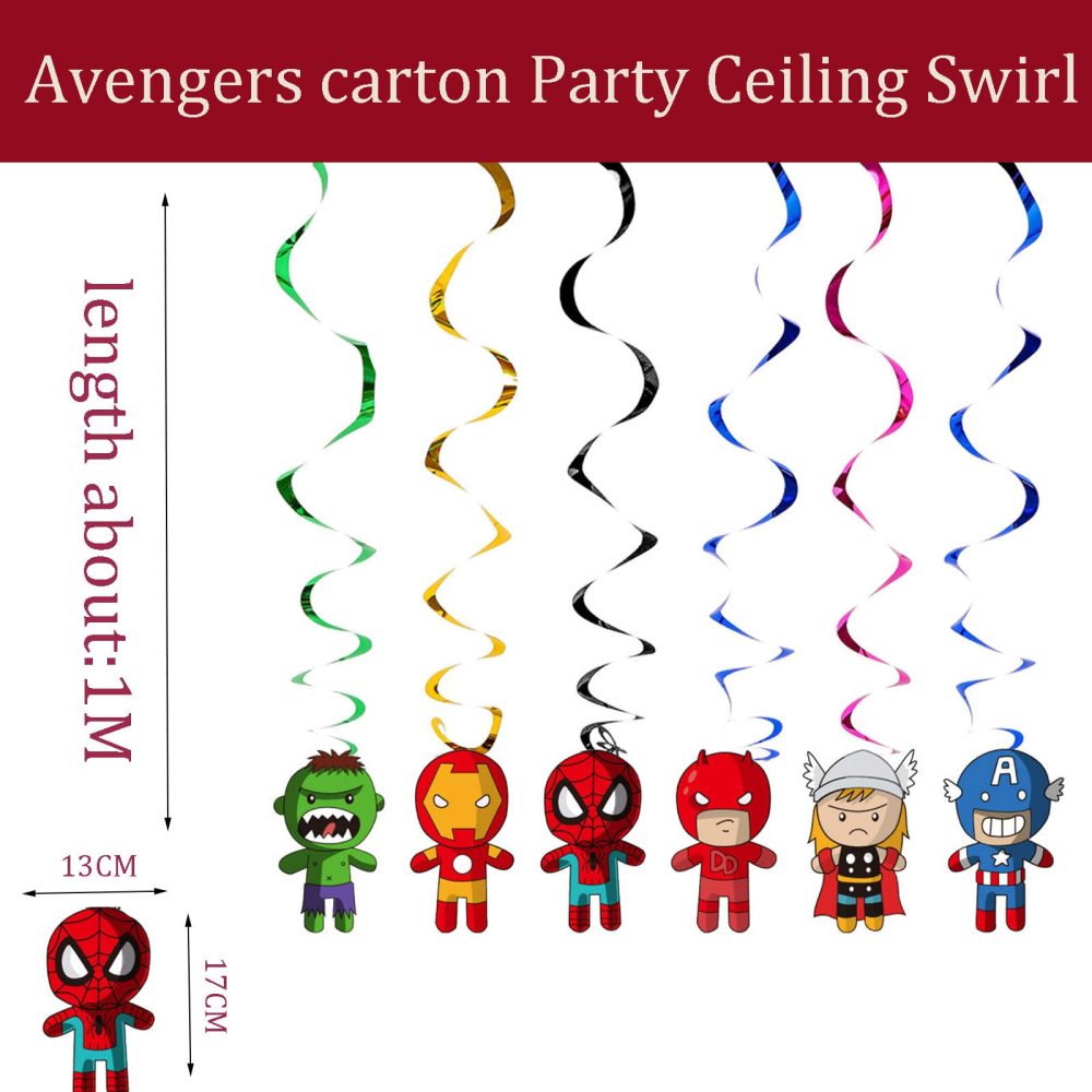 6Rolls Superhero Avanger Birthday Party Hanging Swirl Decorations-Superhero Spider Hanging Swirls Ceiling Decorations Shiny Foil Swirls for Baby Shower,Spider-Man Birthday Theme Party Supplies - Image 2