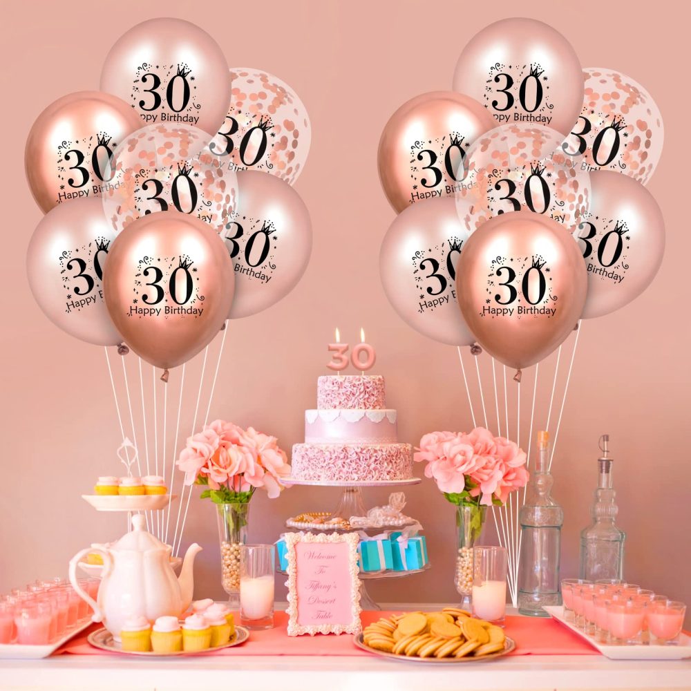 Rumia 30th Birthday Balloons 18 Pcs Rose Gold Happy Latex Confetti for Men Women Anniversary Party Decorations Decor Supplies12 inch - Image 7