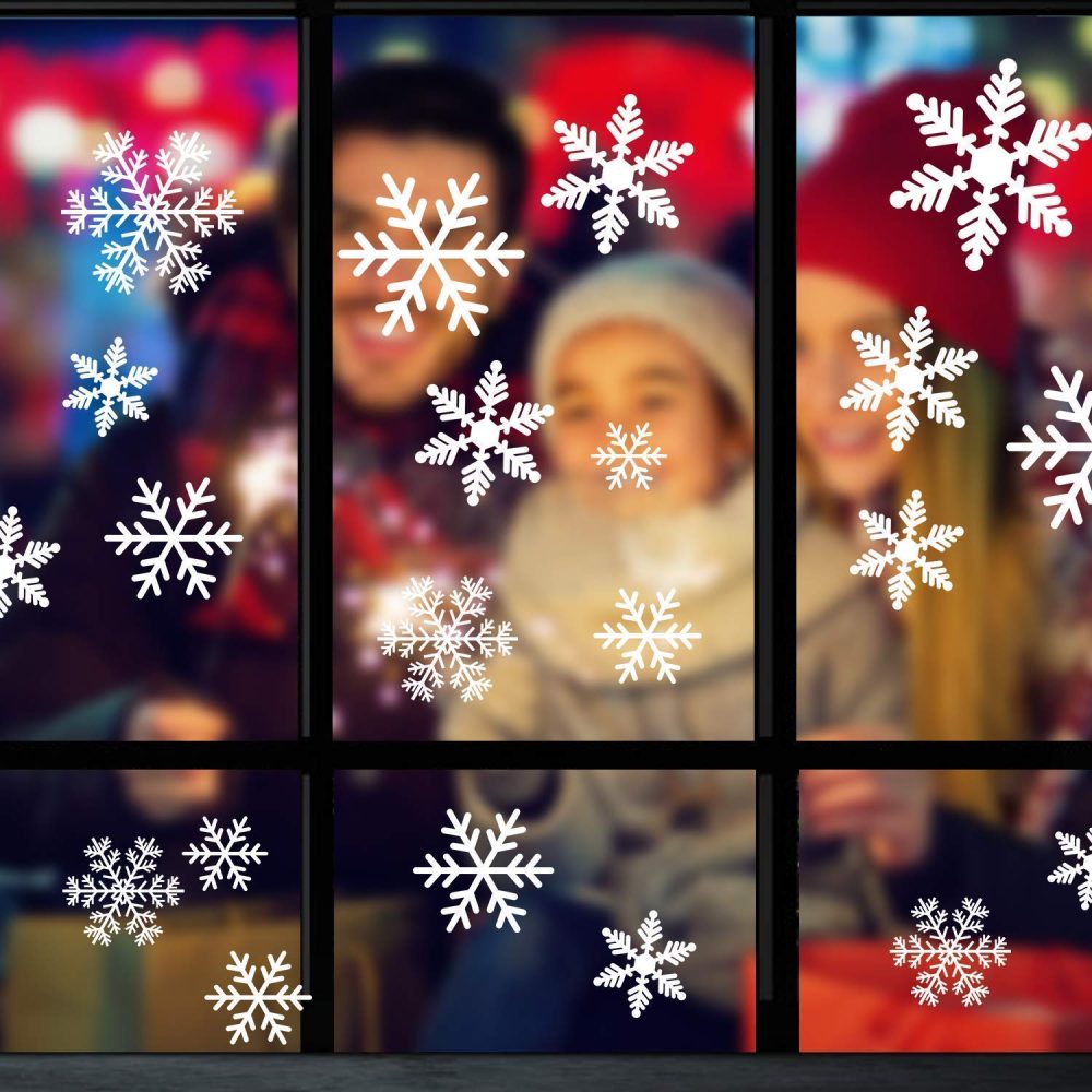 Homidic 135Pcs Christmas Window Clings Snowflakes Window Decals Static Window Stickers for Christmas Decorations Window Decor Ornaments Xmas Party Supplies Thanksgiving Party Decor - Image 3
