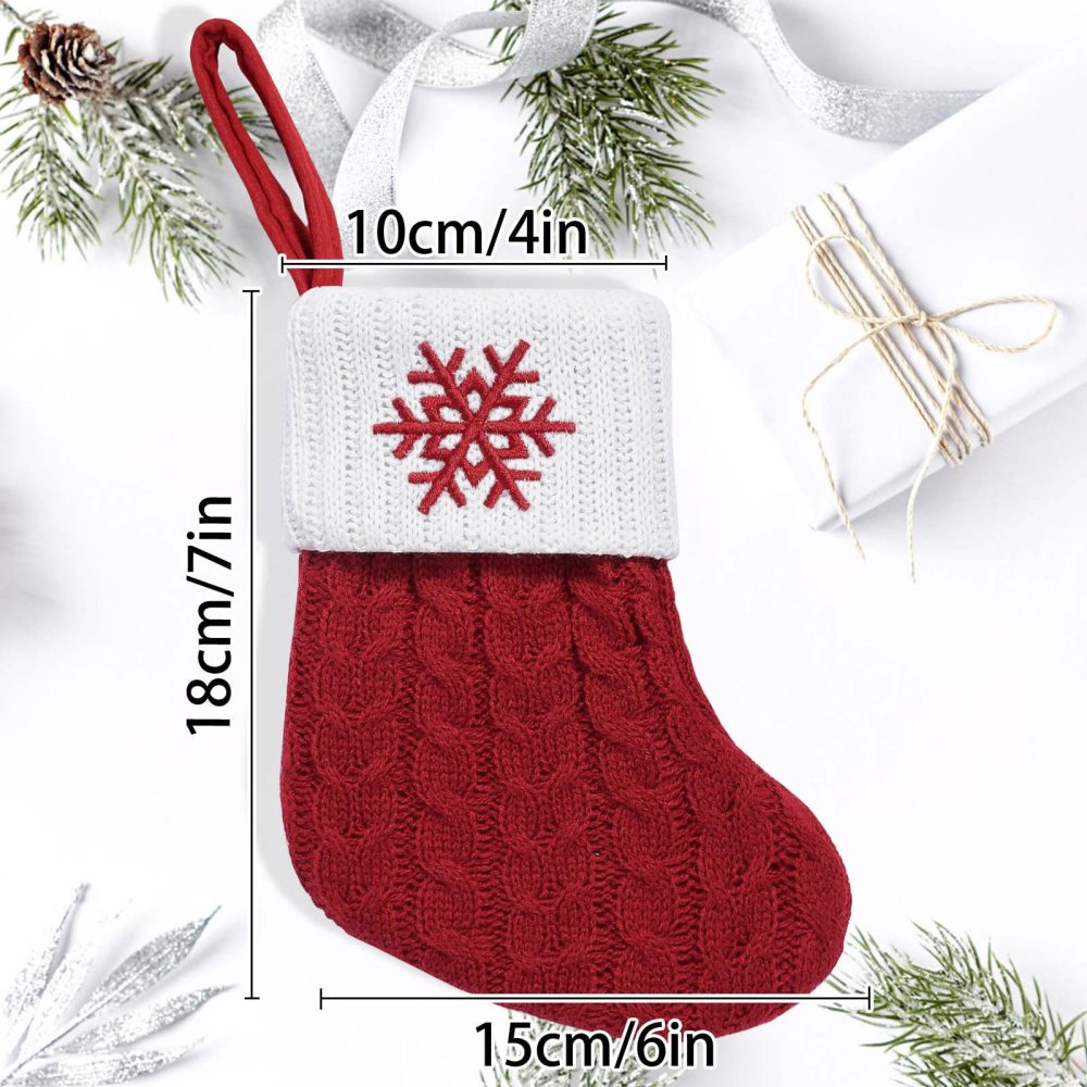 HOME'S FRIEND Alphabet Decorations Stockings, Cable Knit Letter Fireplace Hanging Stockings, Letter Embroidered Knitted Mini Stocking Festive Fireplace Décor Kids Pet Gift (D) - Image 2