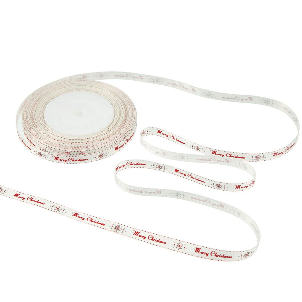 65 Feet Christmas Grosgrain Ribbon Merry Christmas Ribbon Gift Wrapping Ribbon for Christmas DIY Gifts, 10 mm Wide - Image 2